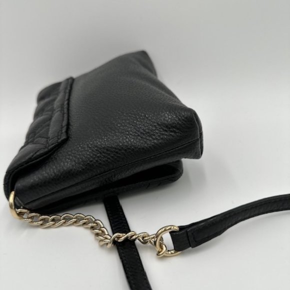 kate spade Black Leather Crossbody, Quilted Flap w/ Turn Lock Closure - Picture 3 of 7
